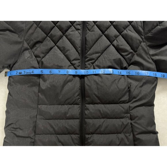 Cozy Quilted Hooded Puffer Coat Fleece Lining & Full-Zip Closure Womens M Black - Picture 7 of 12